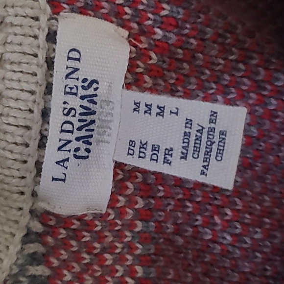 Lands End canvas 1963Vl vtg PLAID CARDIGAN SWEATER SIZE M cotton wool blend euc - Picture 4 of 15